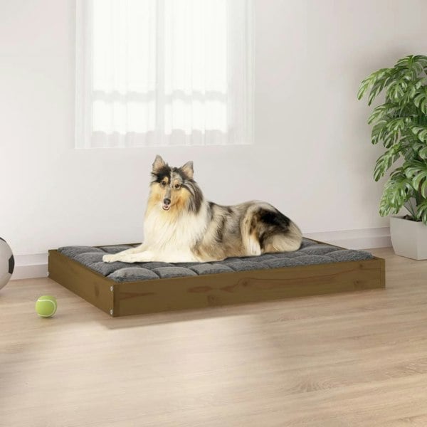 Berkfield Dog Bed Honey Brown 91.5x64x9 cm Solid Wood Pine