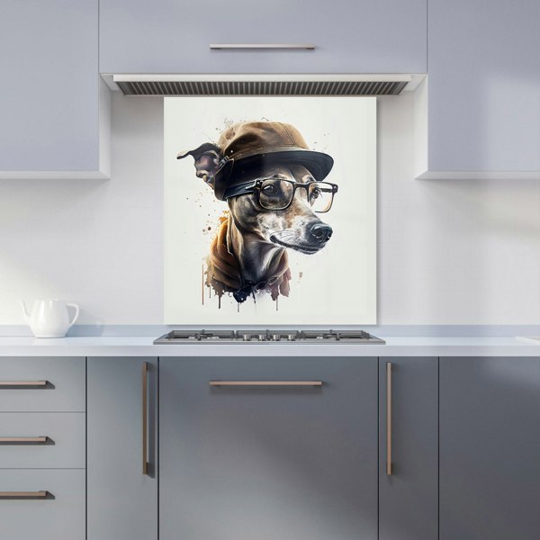 Warren Reed - Designer Whippet Dog With Glasses Splashart Kitchen Splashback