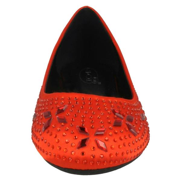 Spot On Ladies Spot On Flat Diamante Ballerinas