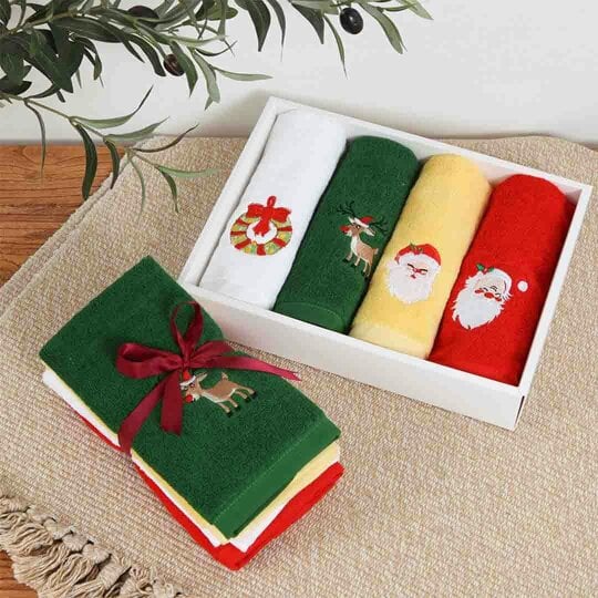 Obasyhig Christmas Embroidered Towel Gift Set