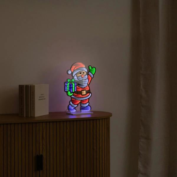 Samuel Alexander 40cm Santa Infinity Mirror Light Christmas Decoration with LEDs