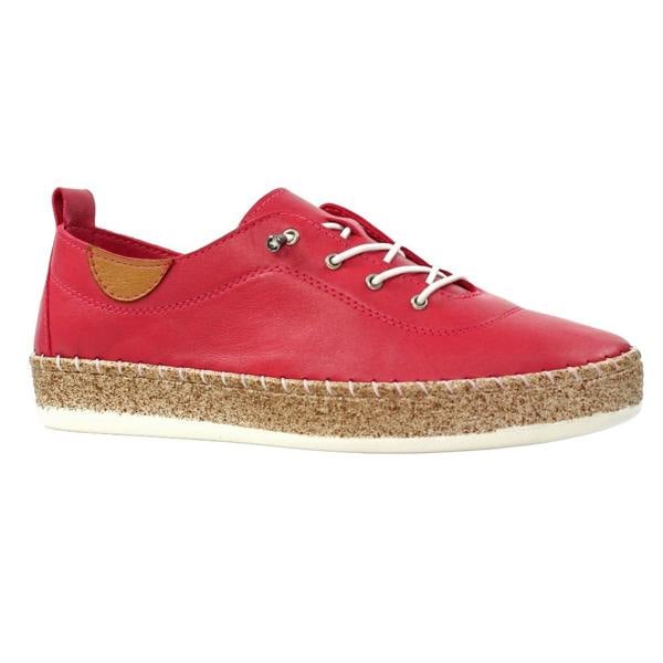 Lunar Womens/Ladies Evie Leather Plimsolls - Raspberry