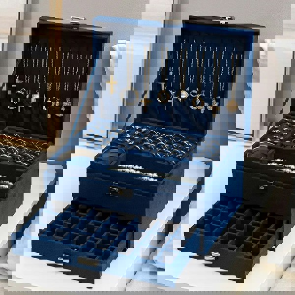 3 layer blue jewellery box