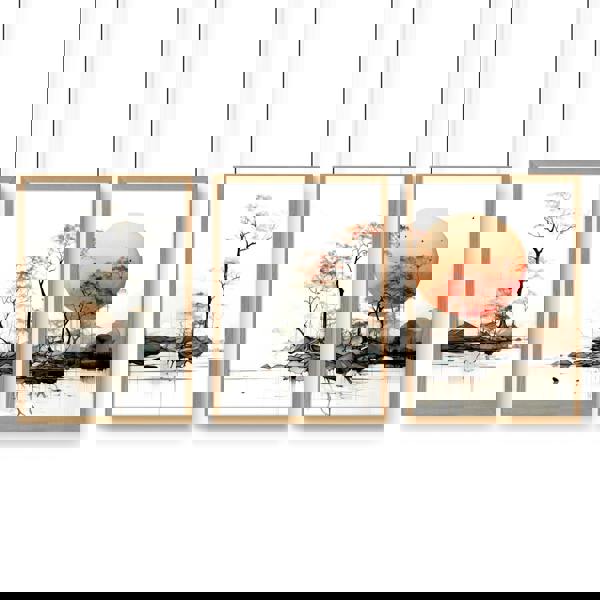 Living Room Wall Decor | Set of 3 Asian Inspired Wall art Prints