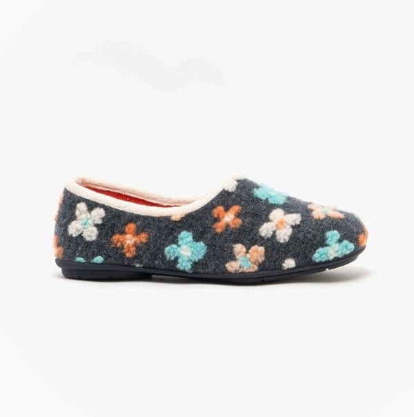 Sleepers GRACIE Womens Knitted Full Slippers Grey Multi