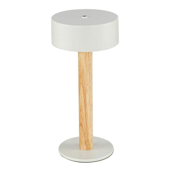 Scandinavian Look Portable Rechargeable Lamp in White and Natural Wood Image 4