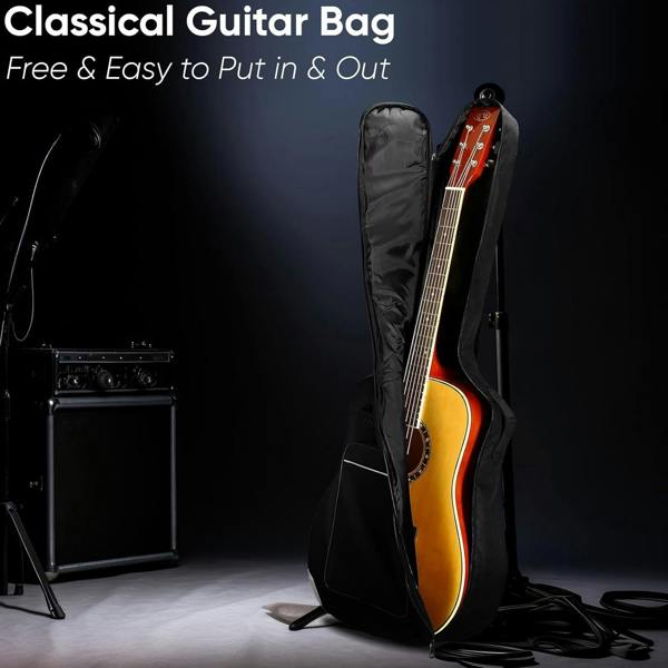 40–41 Inch Acoustic Guitar Gig Bag, Waterproof Padded Carry Case with Backpack Shoulder Straps, Handle and Protective Storage for Classical Guitars