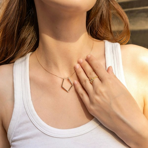 Spero London Fine Diamond Rhombus Ring Holder Necklace in Sterling Silver