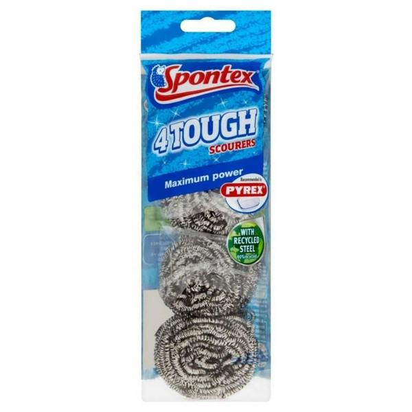 Spontex Tough Scourer (Pack Of 4) - Silver - 