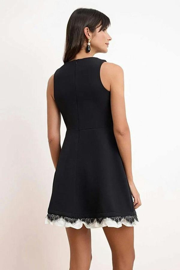 WOVCOR Lace Detail Mini Woven Dress