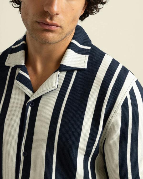 Larsson & Co Anker - Waffle Stripe Short Sleeve Shirt