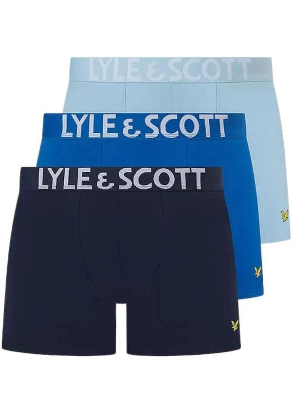 Lyle & Scott 3-Pack Daniel Boxer Briefs, Blue Mix