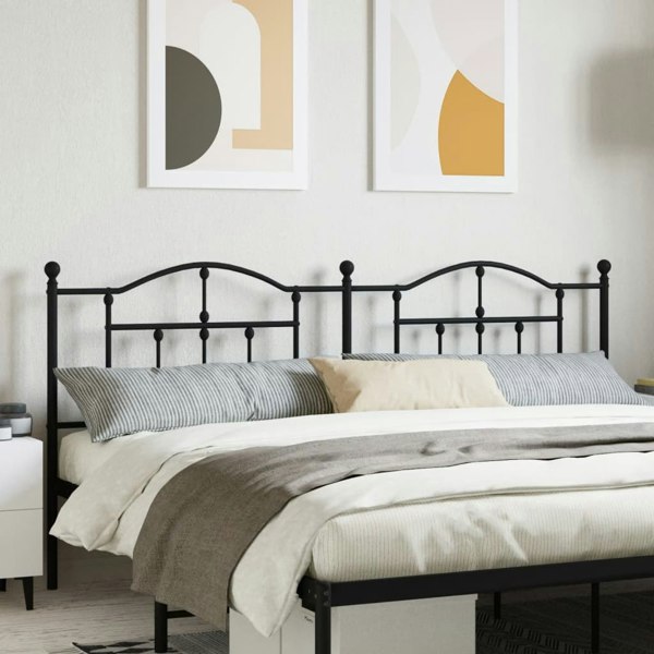 Berkfield Metal Headboard Black 193 cm