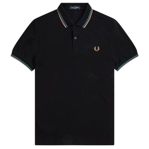 Fred Perry Mens Double Tipped Collar Polo Shirt - White/Black - 
