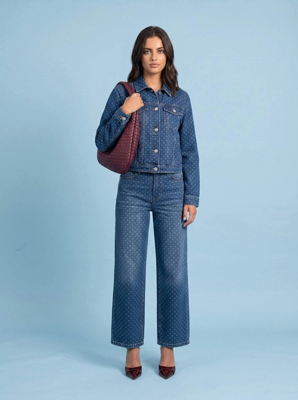 Urban Bliss Mini Spot Wide Leg Jean Mid Blue
