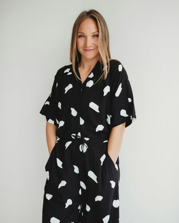 Iris Black Snow Blizzard Print Jumpsuit - image 3