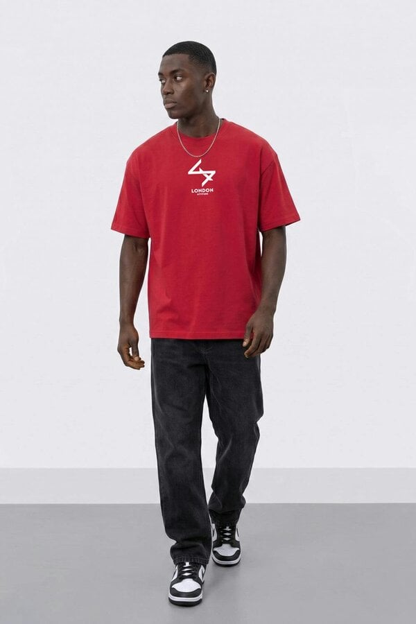 London Attitude Oversized Heavyweight T-Shirt with Varsity Back Print in White