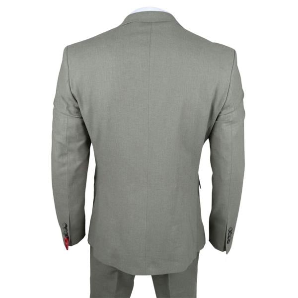 Infinity Leather Men's Sage Tailor Fit 3 Piece Linen Summer Wedding Suit