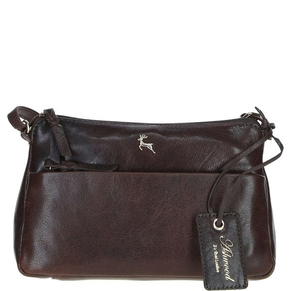 'Rose' Elegant Leather Crossbody Bag with Adjustable Strap: Rose