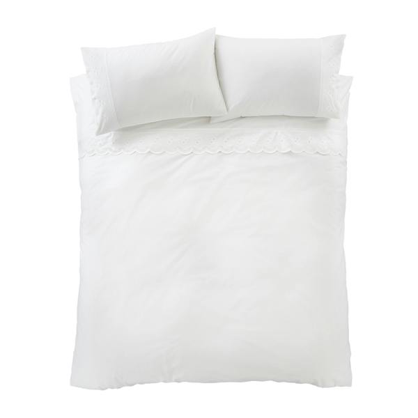 Bianca Elise Lace 200 Thread Count Cotton Duvet Cover Set White