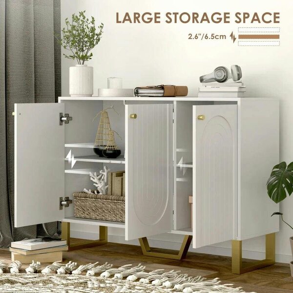 3-Door Sideboard Storage Cabinet - White