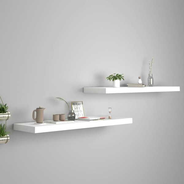 Berkfield Floating Wall Shelves 2 pcs White 90x23.5x3.8 cm MDF