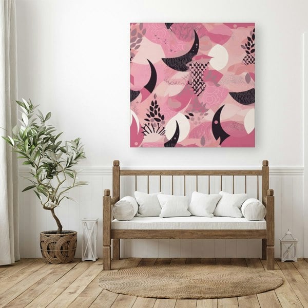 Warren Reed Abstract Pink Moon Pattern Canvas