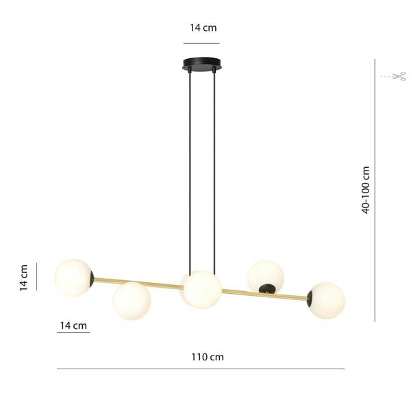 Emibig GRAVITY Pendant lamp 6 x E14  Black, gold with White Shade