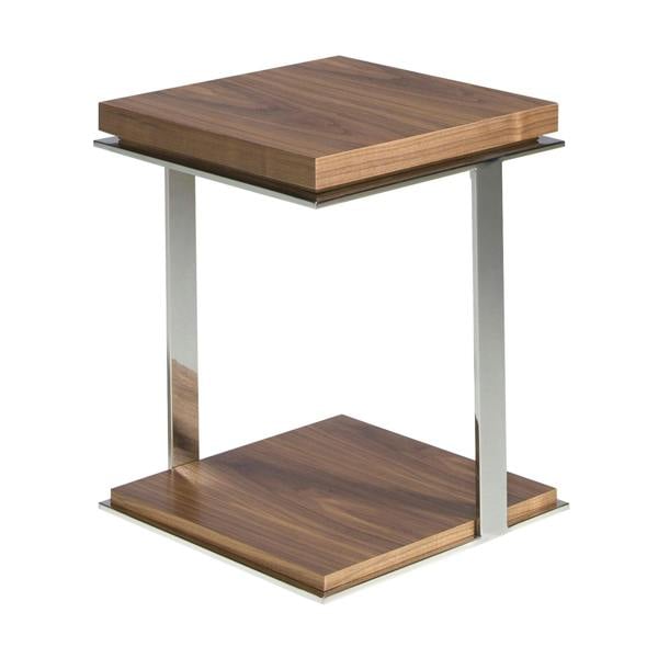 Angel Cerdá Square corner table walnut and chrome-plated steel 2038
