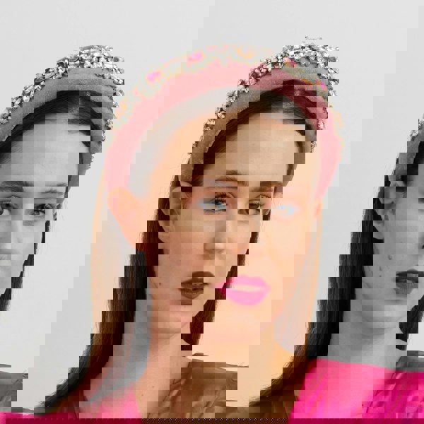 pink jewelled headband wedding guest