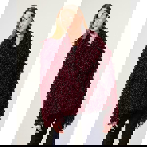 Blue Vanilla Shaggy Textured Fur Coat