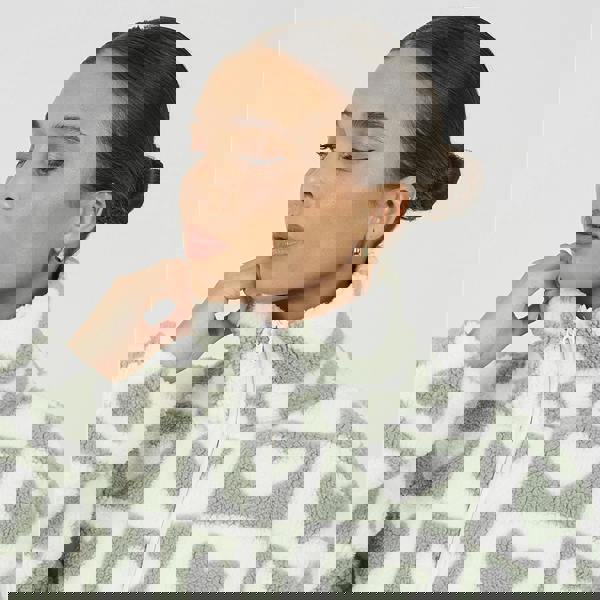 Brave Soul Green Heart Print Zip Through Sherpa Fleece - Green Image 4