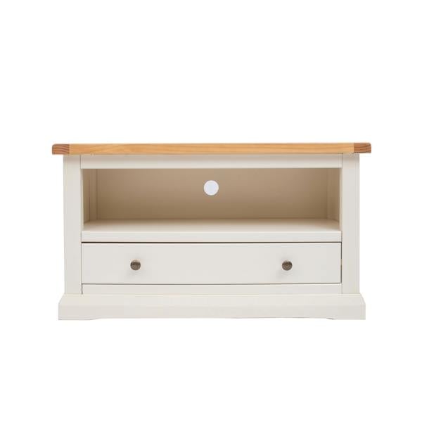 Castelli Off White 1 Drawer TV Cabinet Brass Knob