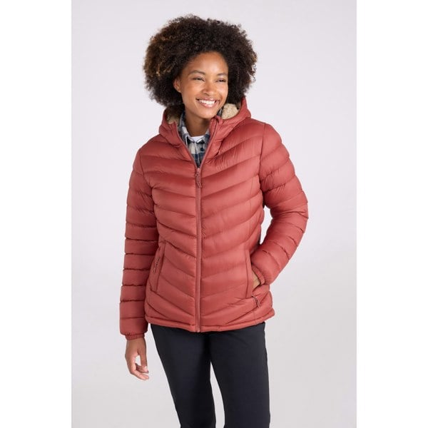 Mountain Warehouse Womens Faux Fur Lined Padded Jacket - Rust
