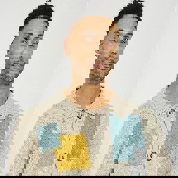 Brave Soul Beige Abstract Block Pattern Cardigan - Beige Image 4