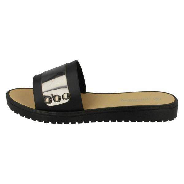 Savannah Ladies Savannah Flat Metal Detail Mules