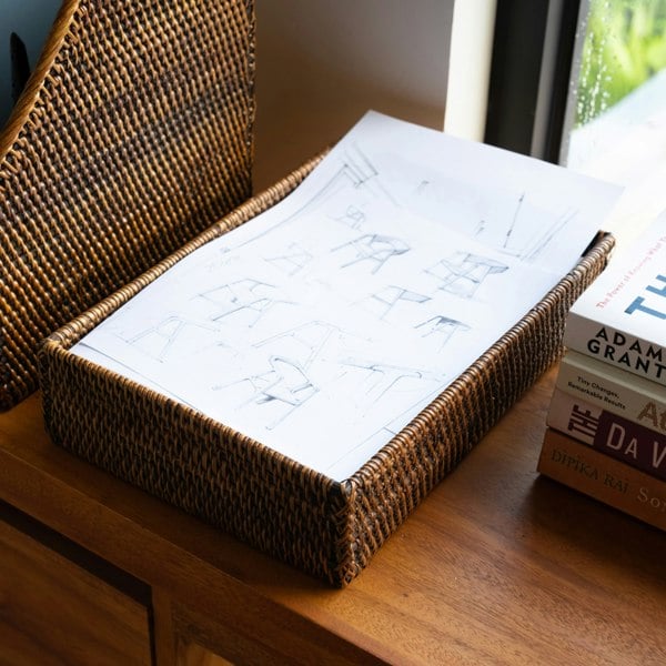 Rattan A4 Paper Tray - Coastal Villa Homeware