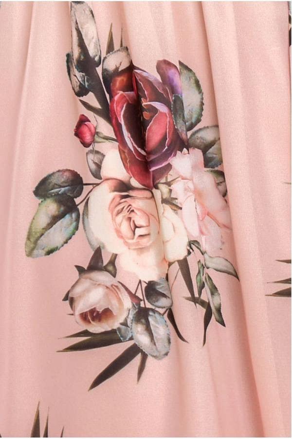 Sustainable Floral Print Midi Wrap Dress With Flutter Sleeves - Peach DR1641BBS