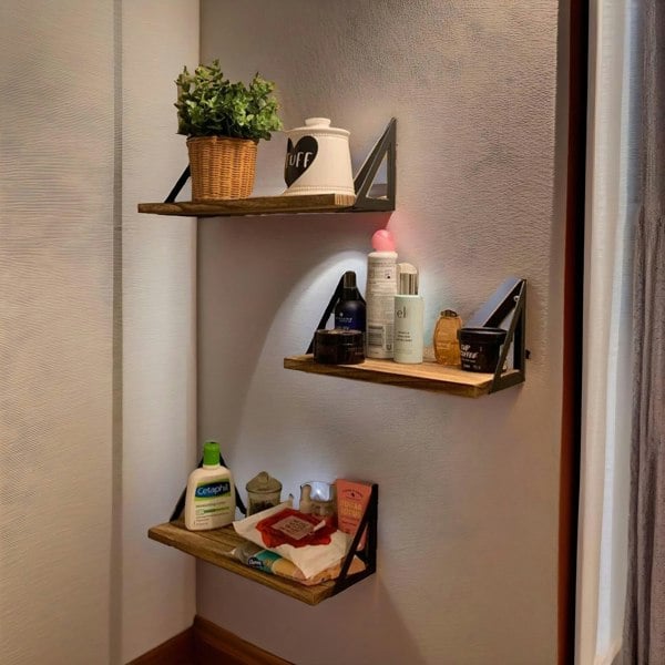 Rafaelo Mobilia Industrial Set Of 3 Adjustable Wall Mounted Shelves