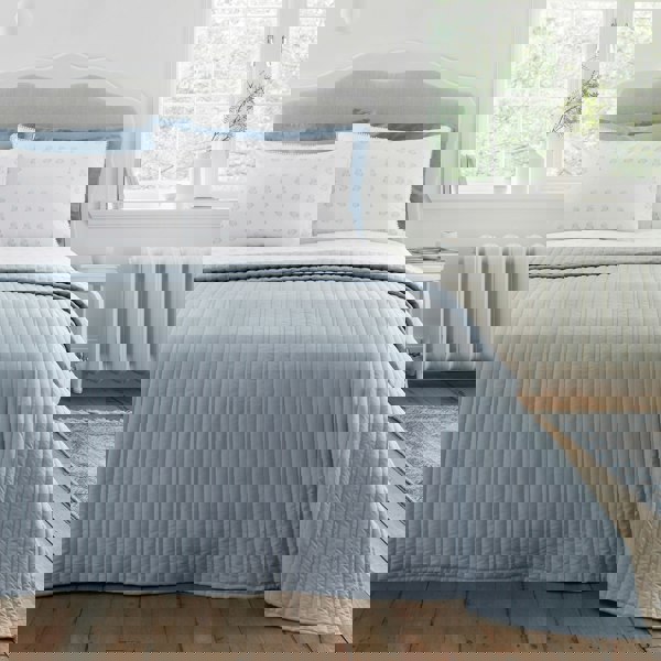 Bianca Quilted Lines Bedspread Blue