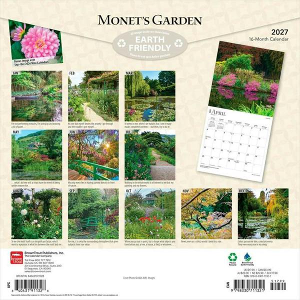 Monet's Garden Calendar 2027, Wall Calendars, Month To View, Art, Gift