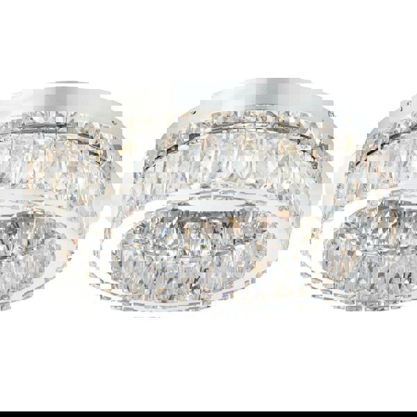 Flush Ceiling Mount Light Chrome & Acrylic Round Modern Crystal LED Ring Lamp Loops