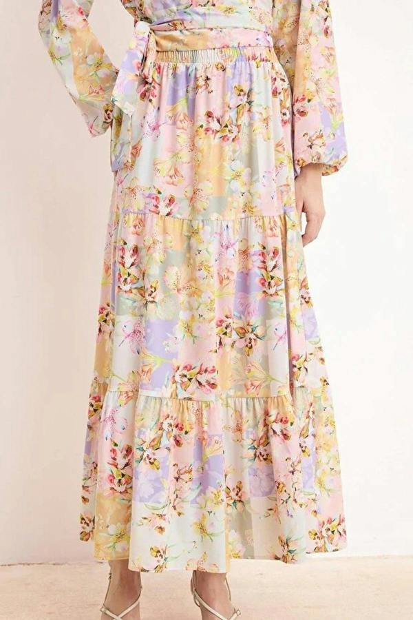 WOVCOR 2-Piece Woven Top and Bottom Set with Floral Tie Detail