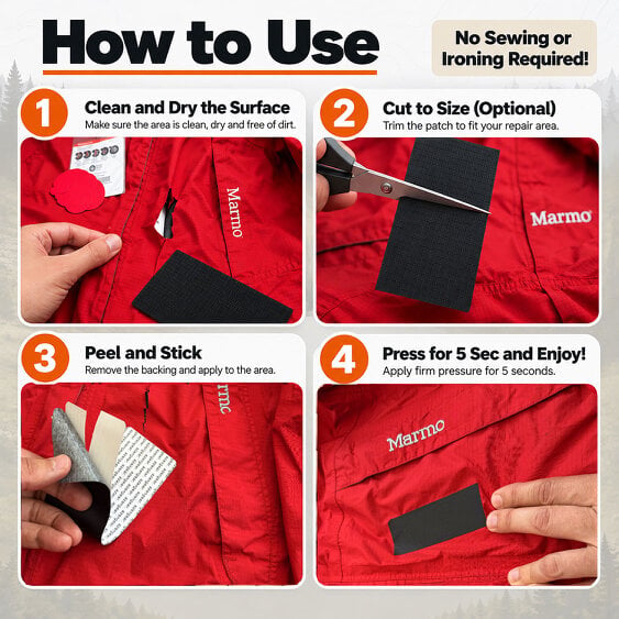 aZengear Self-Adhesive, Waterproof Polyester Jacket Repair Patches (2 Pack)