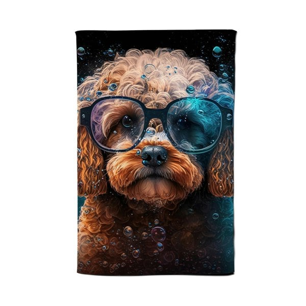Warren Reed Cavapoo Dog Face Splashart Tea Towel