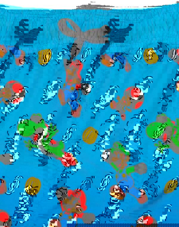 Nintendo Super Mario Boys Blue Mario & Luigi All-Over Print Swim Shorts