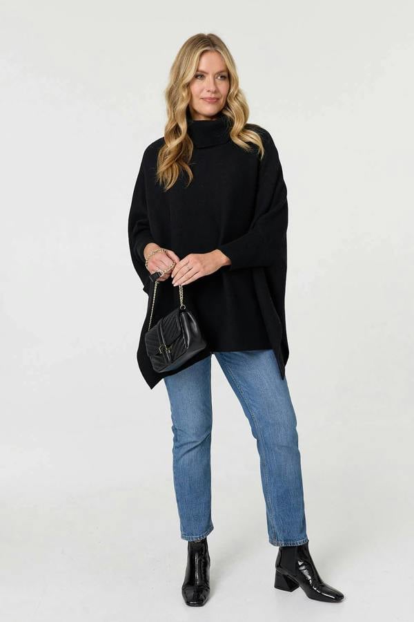 Black | Oversized Roll Neck Pullover
