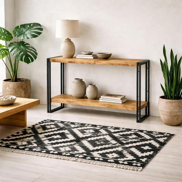 Wyld Haus Toivakka Industrial Reclaimed Wood and Metal Console Table