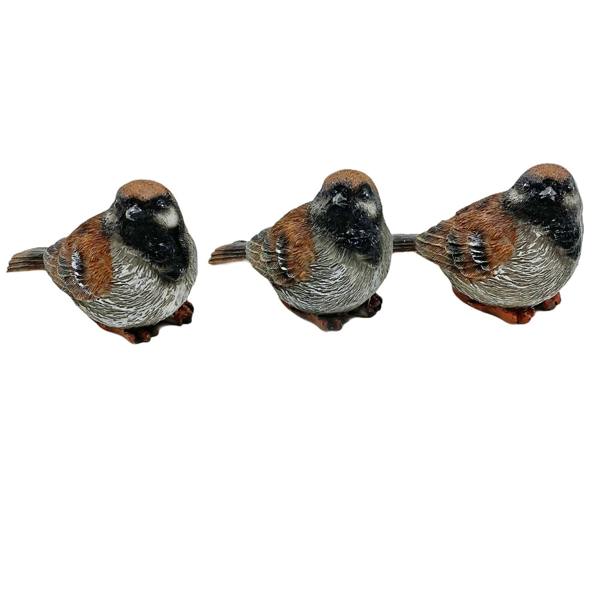 Farmwood Set of 3 Pot Topping Sparrow Bird Garden Ornaments