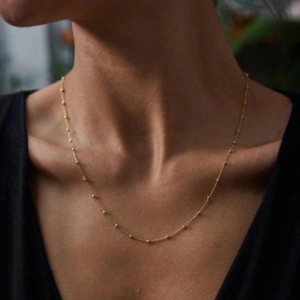 Spero London Beaded Satellite Sterling Silver Chain Necklace Layering Set